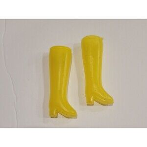 1970s Yellow Fashion Boots Barbie Mid-Calf Go Go Style Retro
